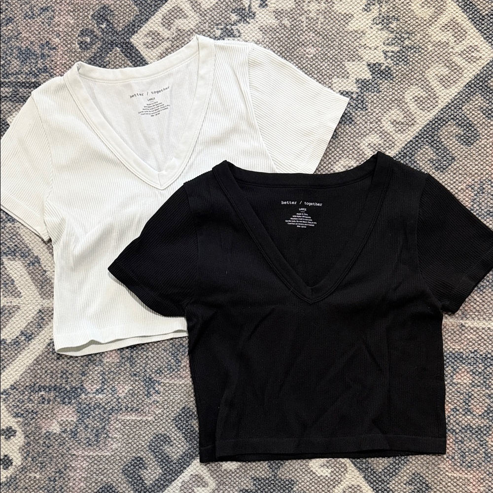 Set of two | Together | Better Together Black and White V-Neck Crop Tops